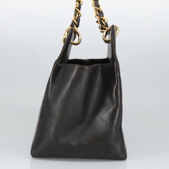 CHANEL Matelasse Chain Hand Bag Lamb Skin Black Gold CC Auth - Picture 4 of 16